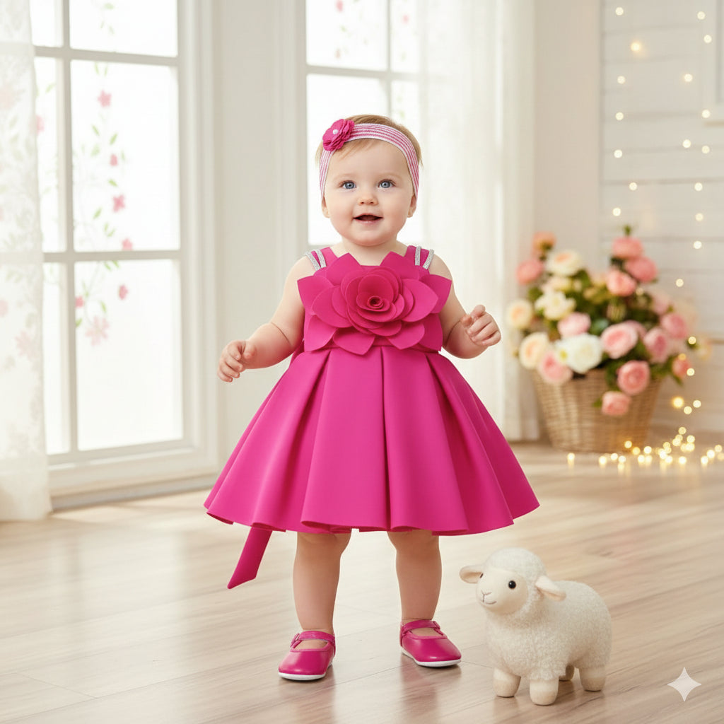 Girls Rani Partywear Frock with Shoes & Hairband