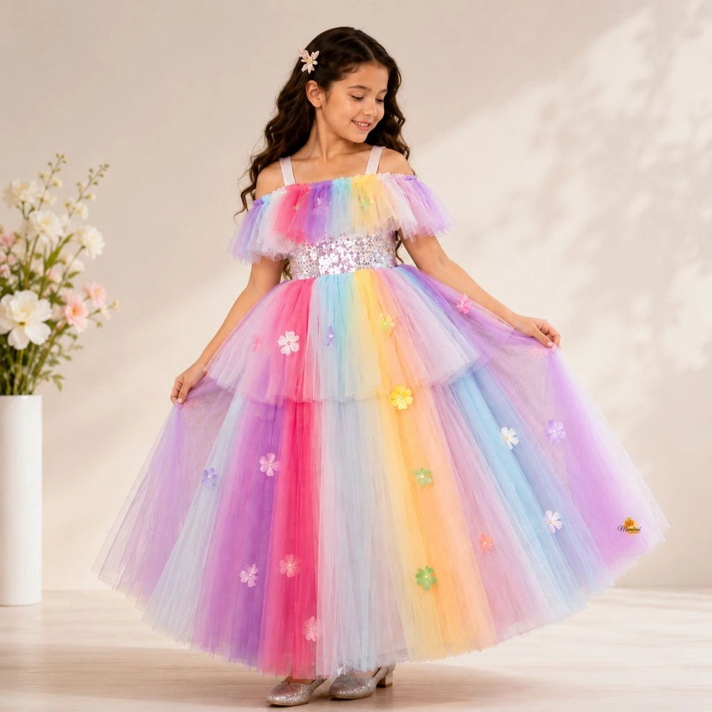 multicolor off shoulder dress Buy Multi Color Off Shoulder Girlish Gown Multi / 11-12 Y