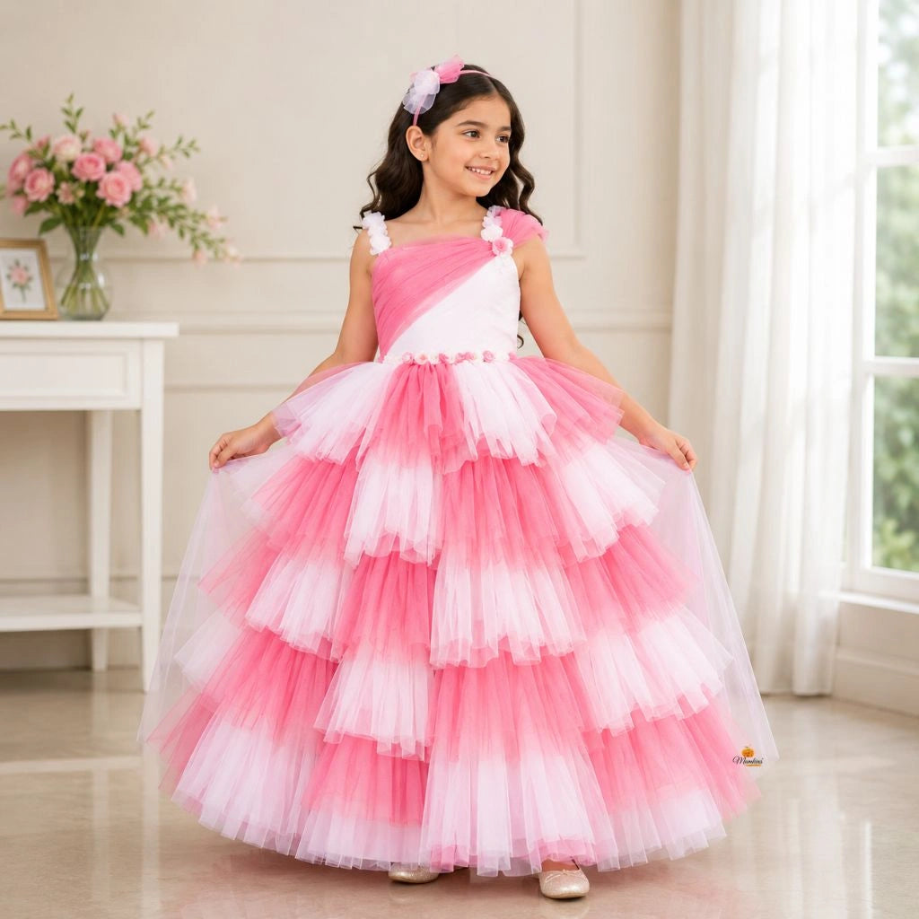 Buy Multi Layered Net Gown for Girls Multi / 13-14 Y