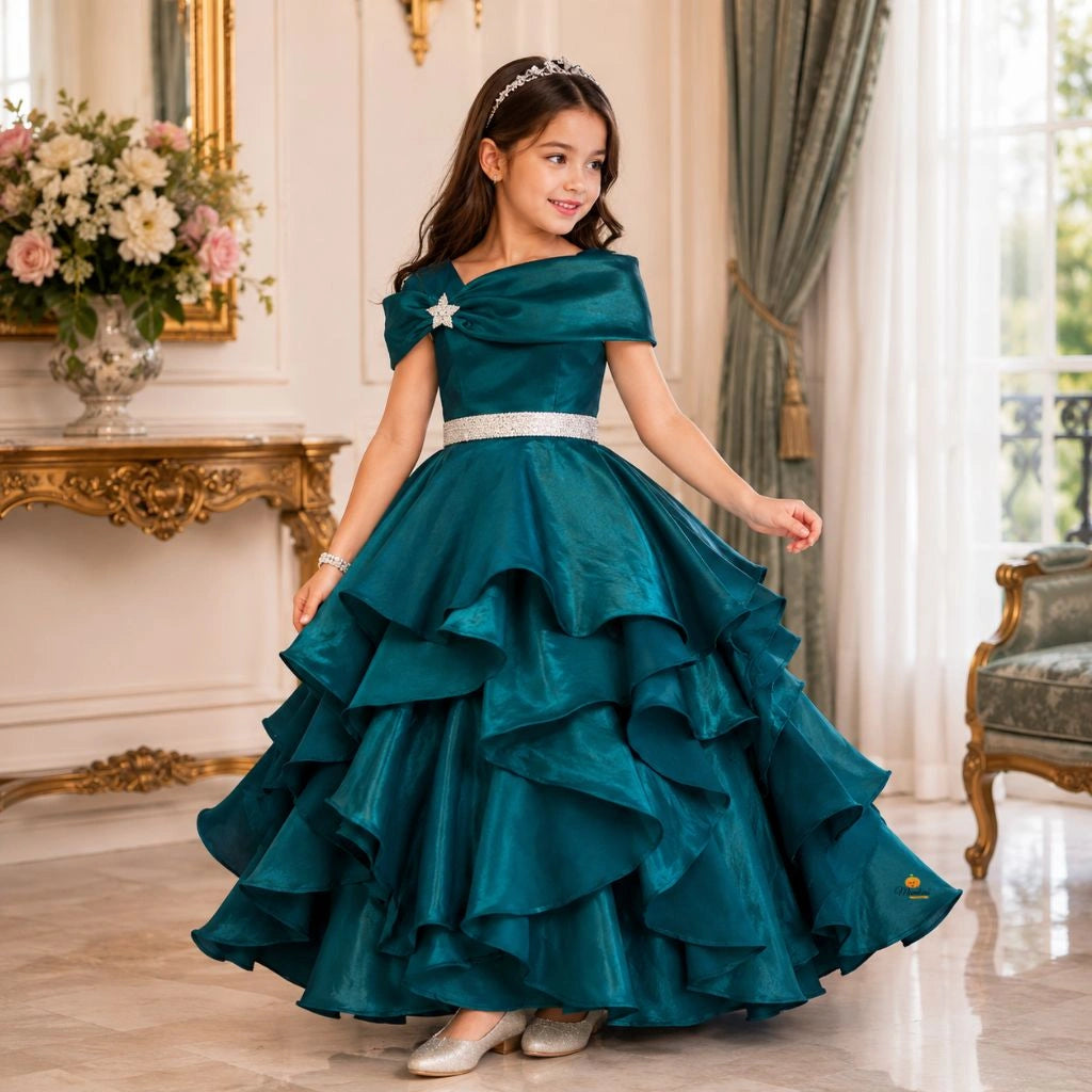 Buy Off-shoulder Frill Gown for Girls – Mumkins