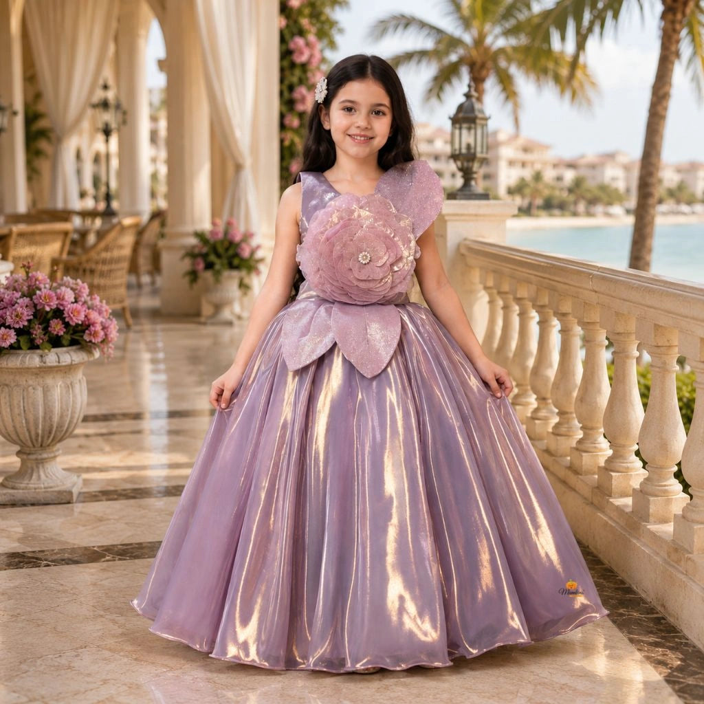 Buy Brown & Purple Party Gown for Girls – Mumkins