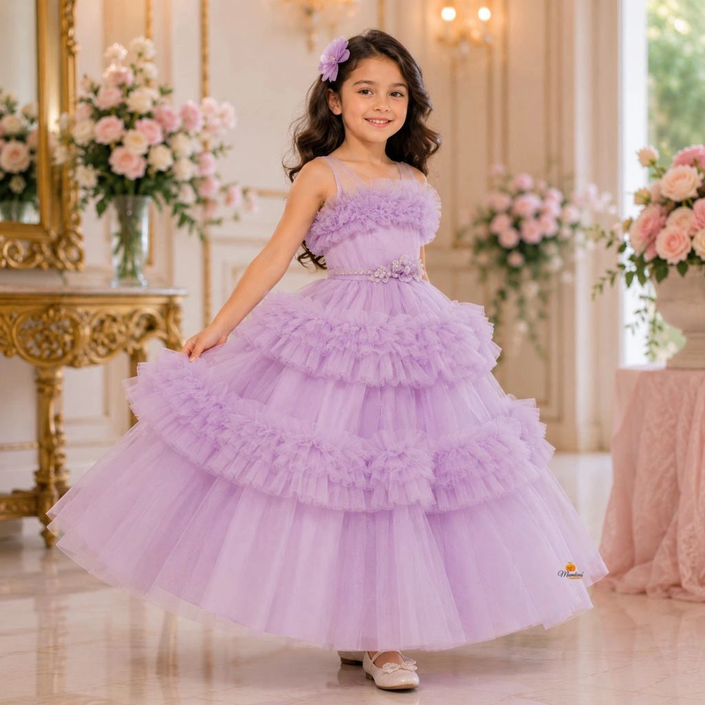 Buy Purple Layered Gown for Girls Purple / 2-3 Y