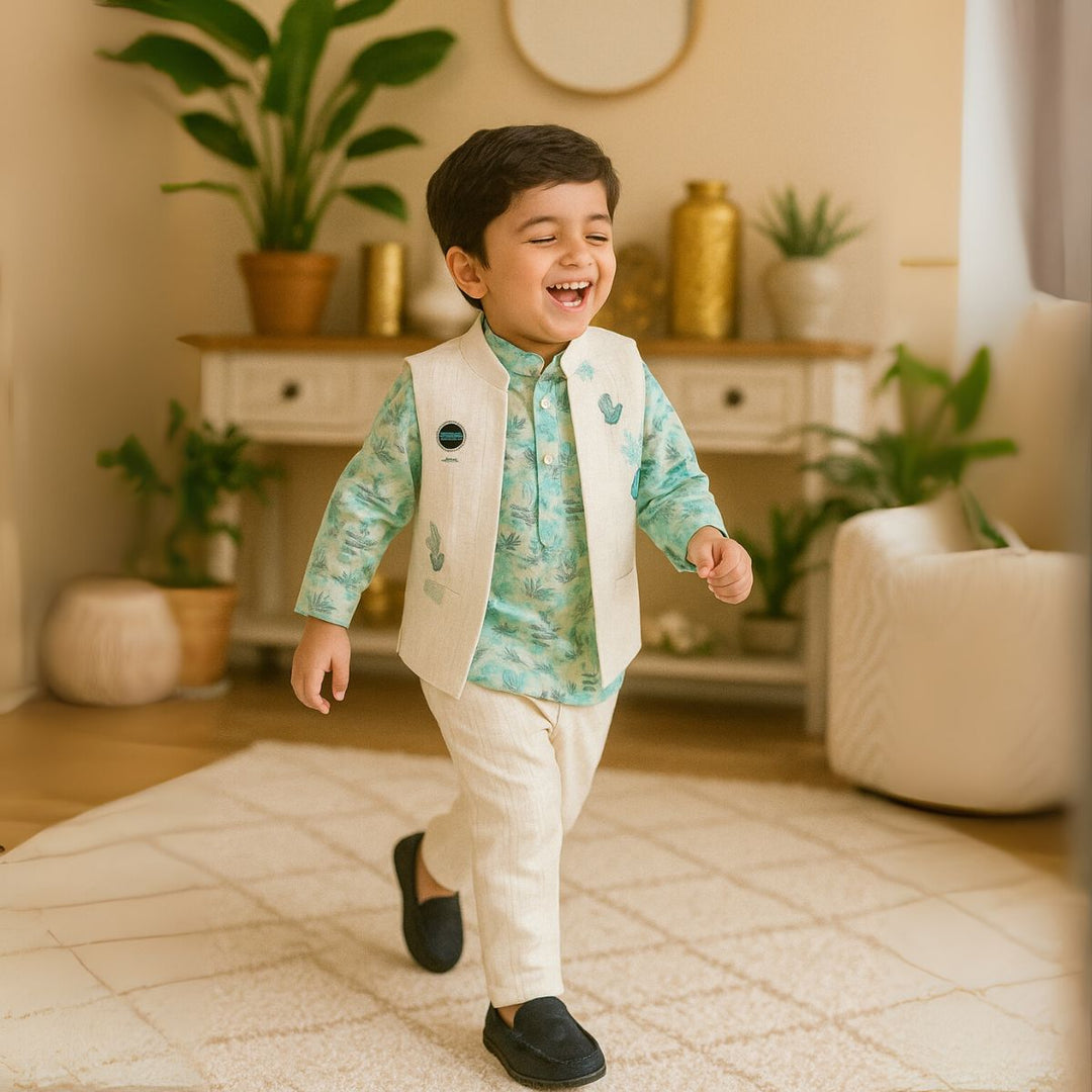 Sea Green Boys Party Wear Dress