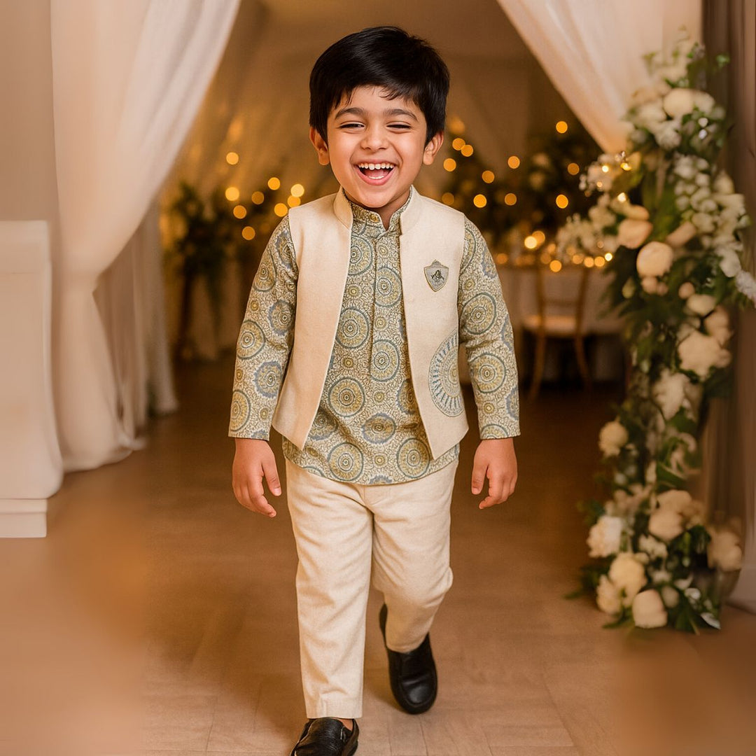 Green Party Wear Set for Boys