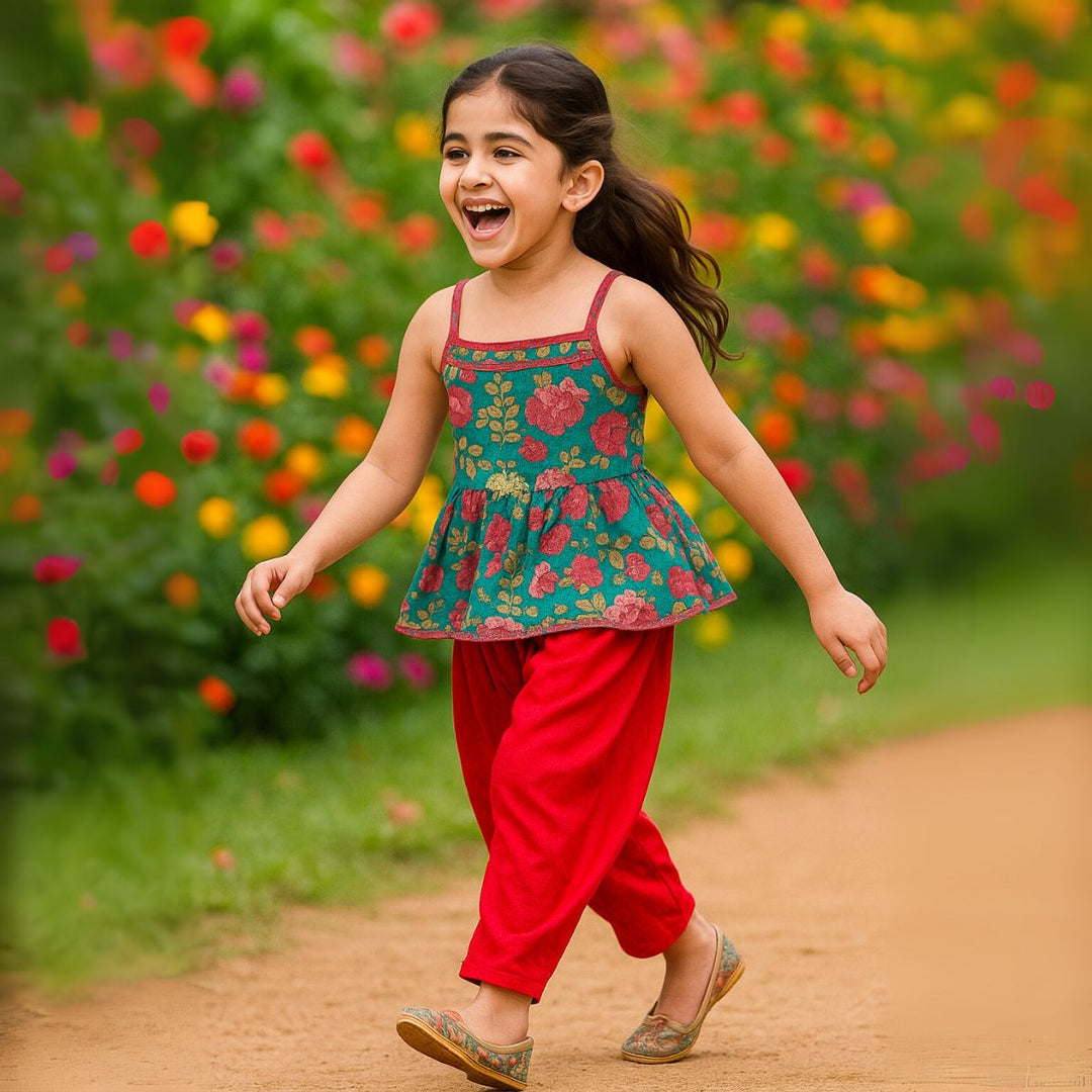 Rani Color Floral Girls Palazzo Suit