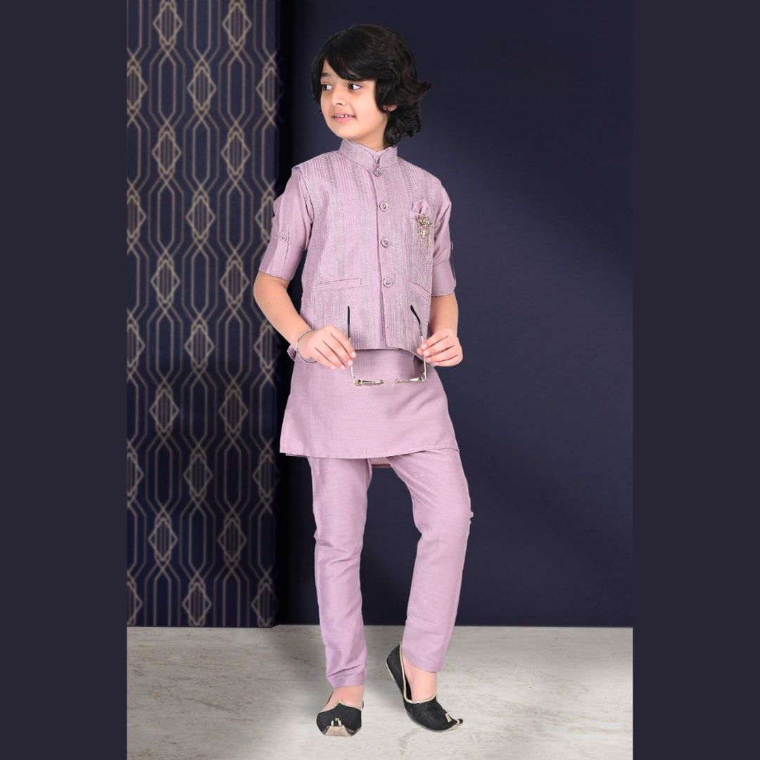 Onion & Peach Boys Kurta Pajama Front