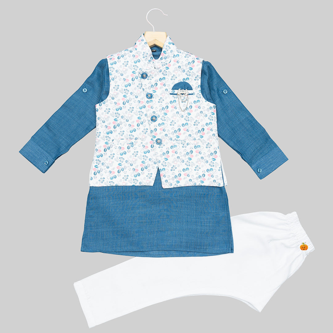 Rama Kurta Pajama for Boys with Nehru Jacket Front View
