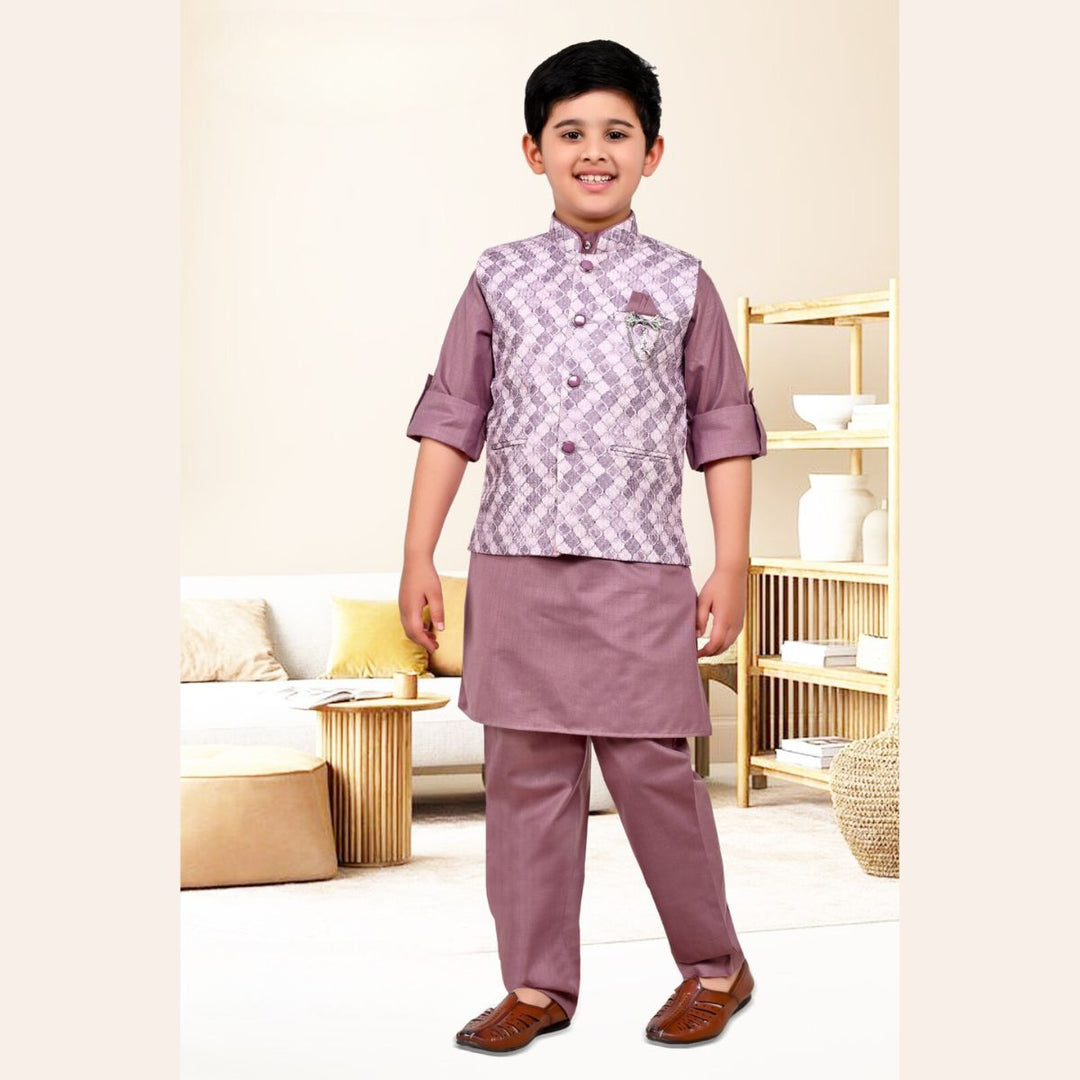 Onion Printed Boys Kurta Pajama Front