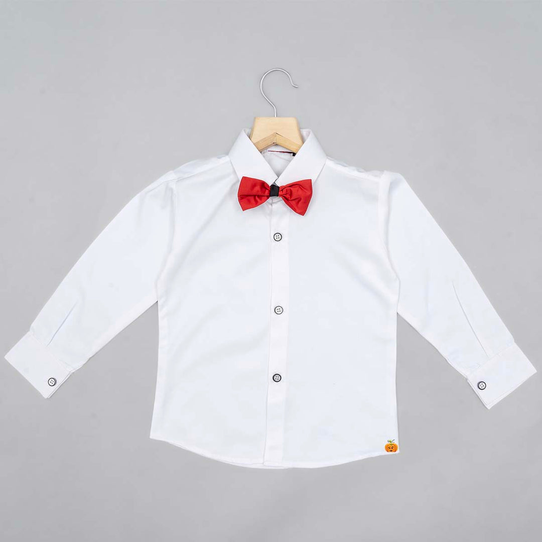 Black Boys Suit with Red Bow Tie Shirt View