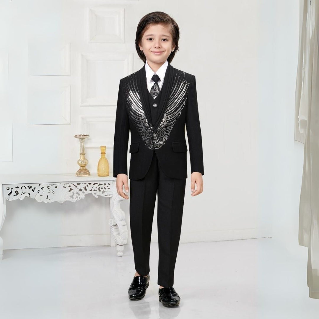 Premium Party Wear Boys Suit with Wing Embroidery