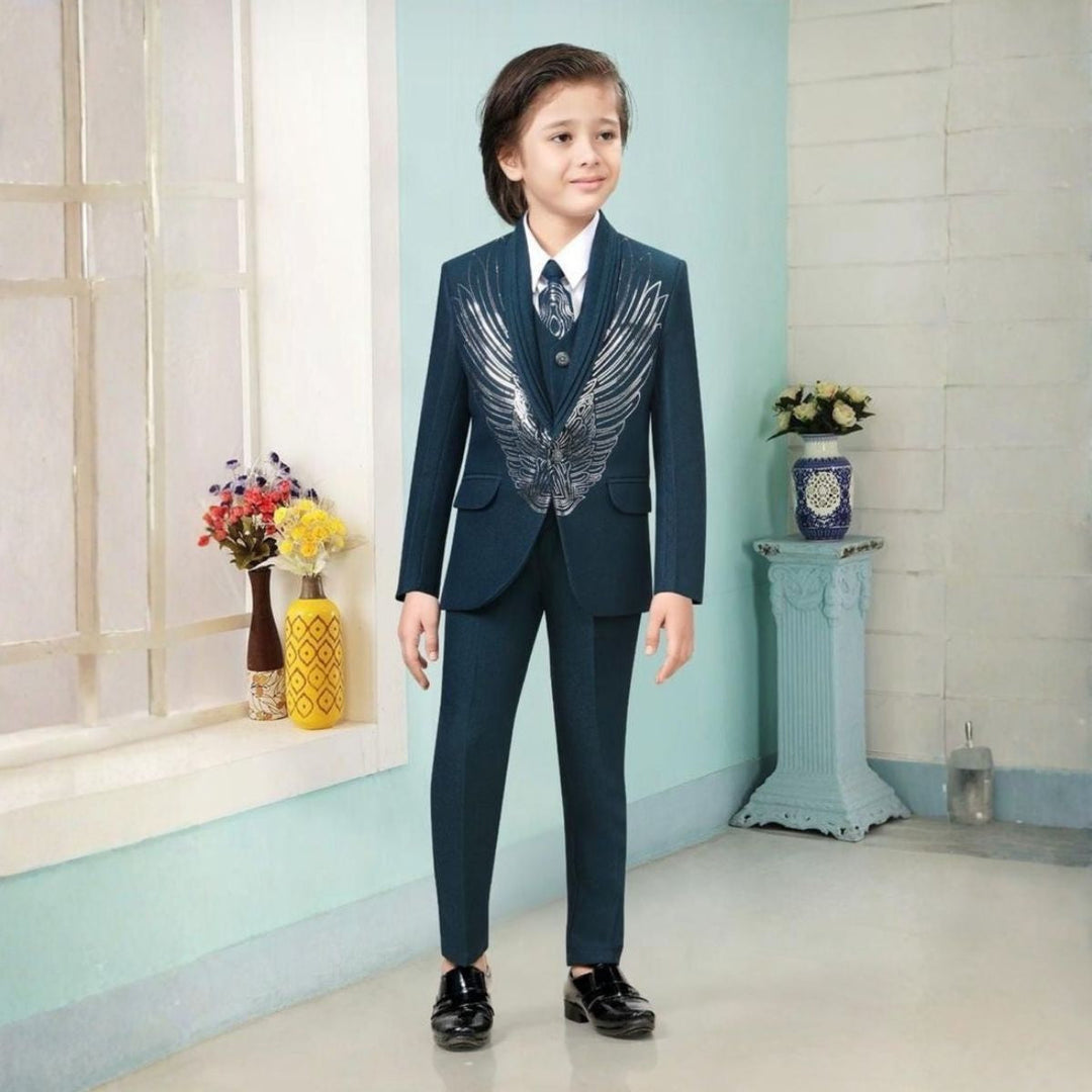 Premium Party Wear Boys Suit with Wing Embroidery