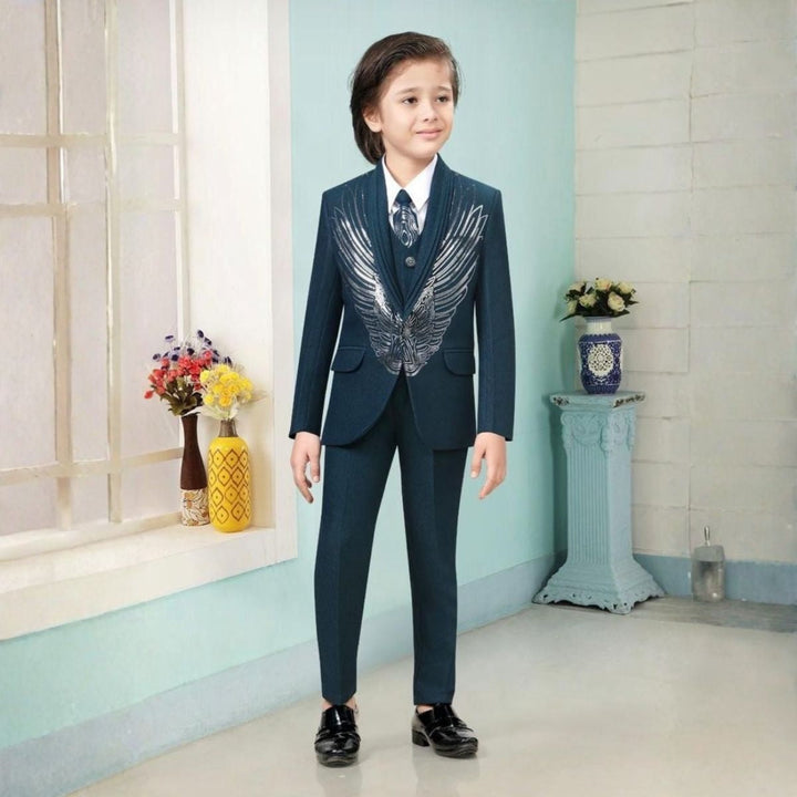 Premium Party Wear Boys Suit with Wing Embroidery