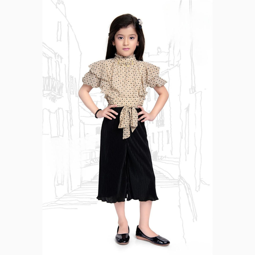 Fawn & Black Culottes for Girls with Top Front 