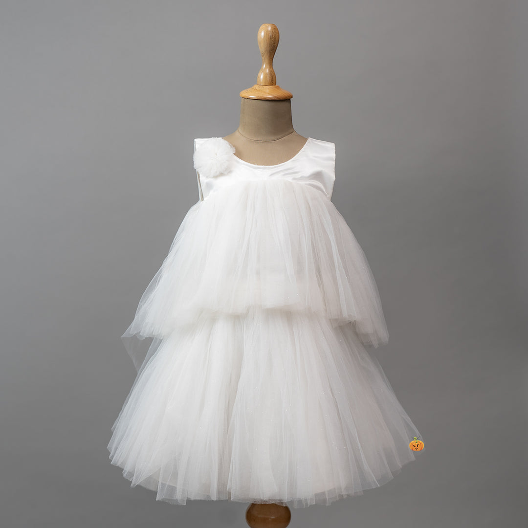 White Net Frock for Girls