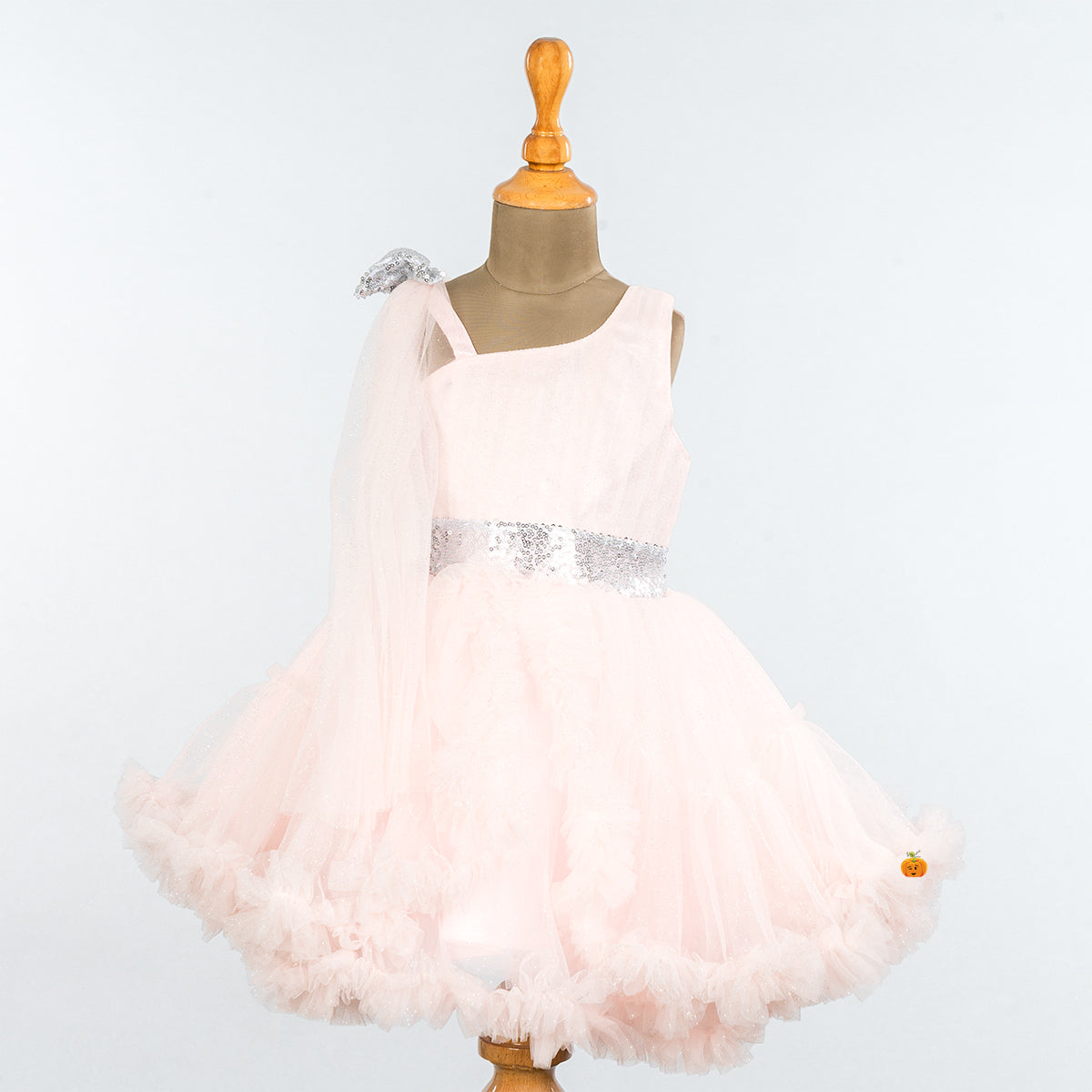 Peach Pastel Pud Frock For Girls