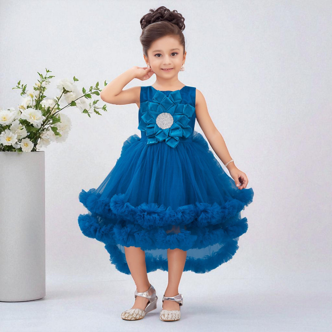 Rama High Low Pattern Frock for Girls