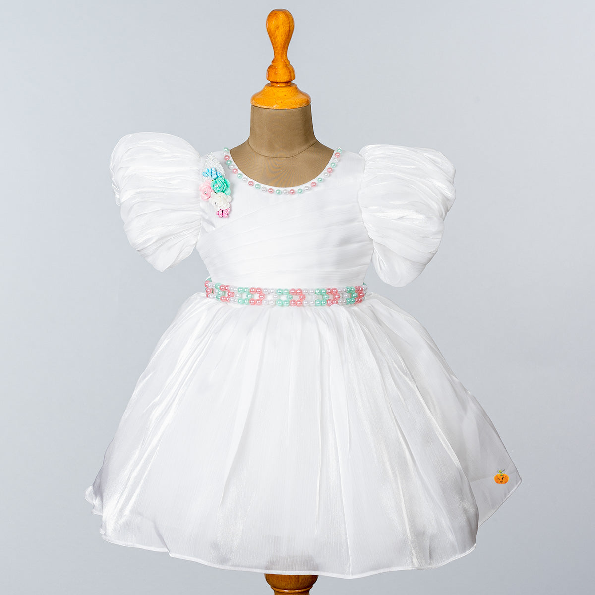 Girls’ Cream Fairy Frock with Frill and Black Leggings