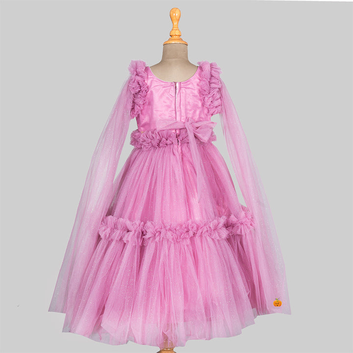 Onion Glittery Full Sleeves Girls Gown