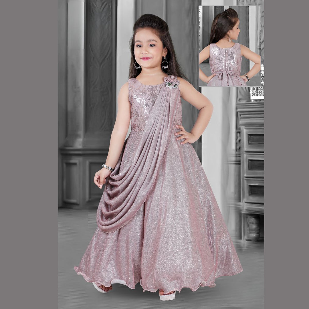 Onion Sequin Floral Girlish Gown Front