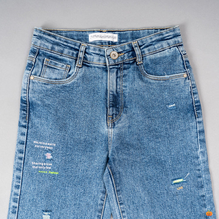 Blue Straight Fit Girls Jeans