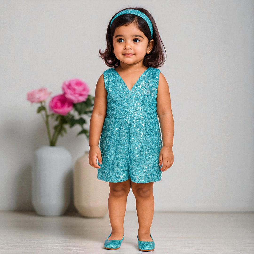 Sea Green Sequin Midi for Girls