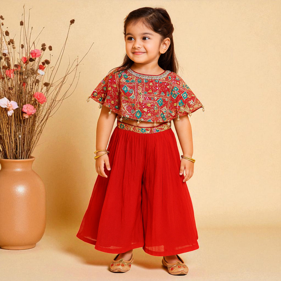 Traditional Embroidered Girls Palazzo Set