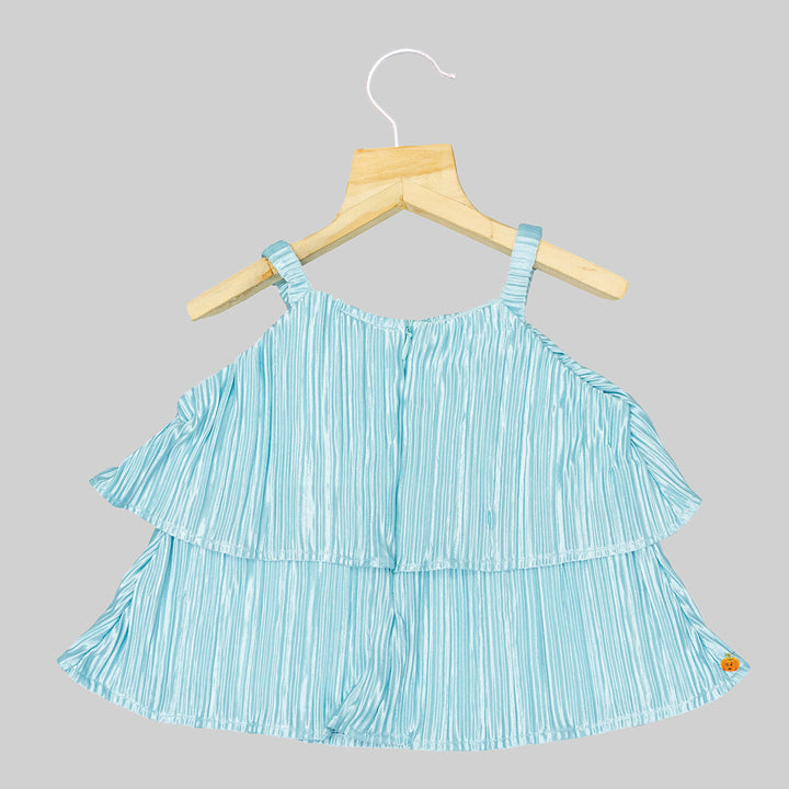 Sea Green Striped Girls Palazzo Suit Back View