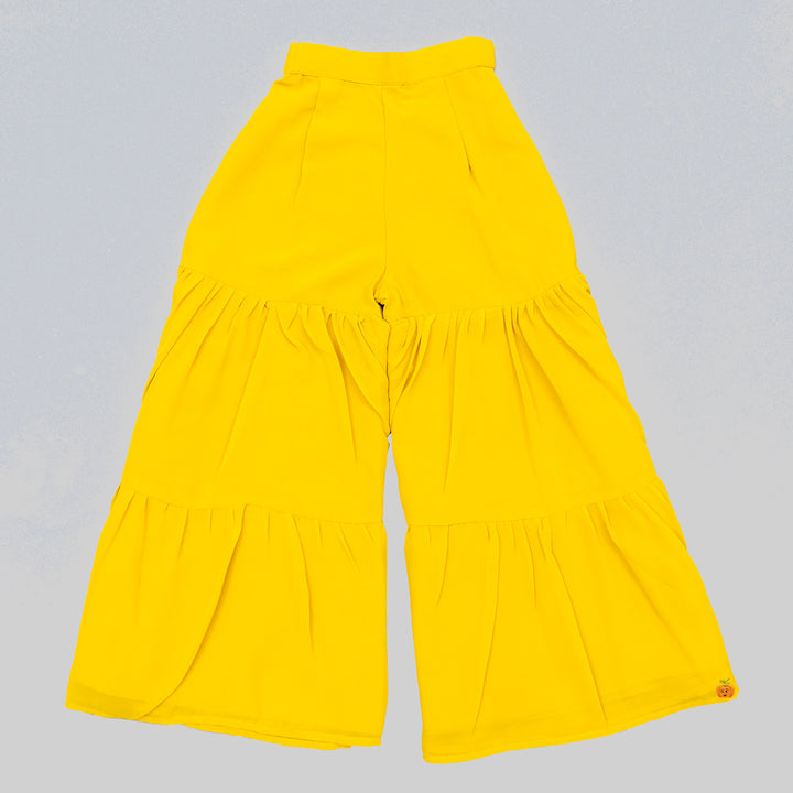 Mustard Peplum Top and Sharara Suit for Girls Bottom View