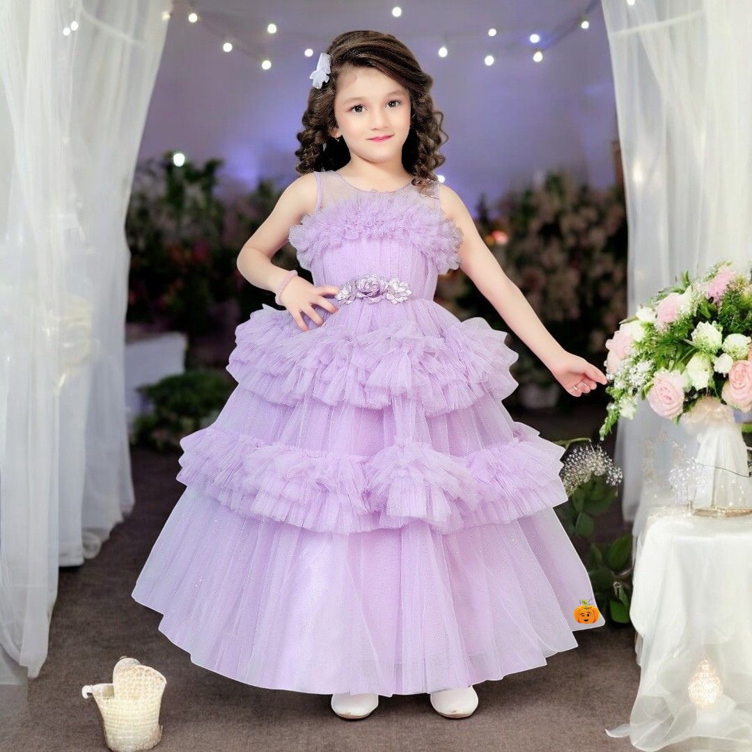 Purple Layered Gown for Girls