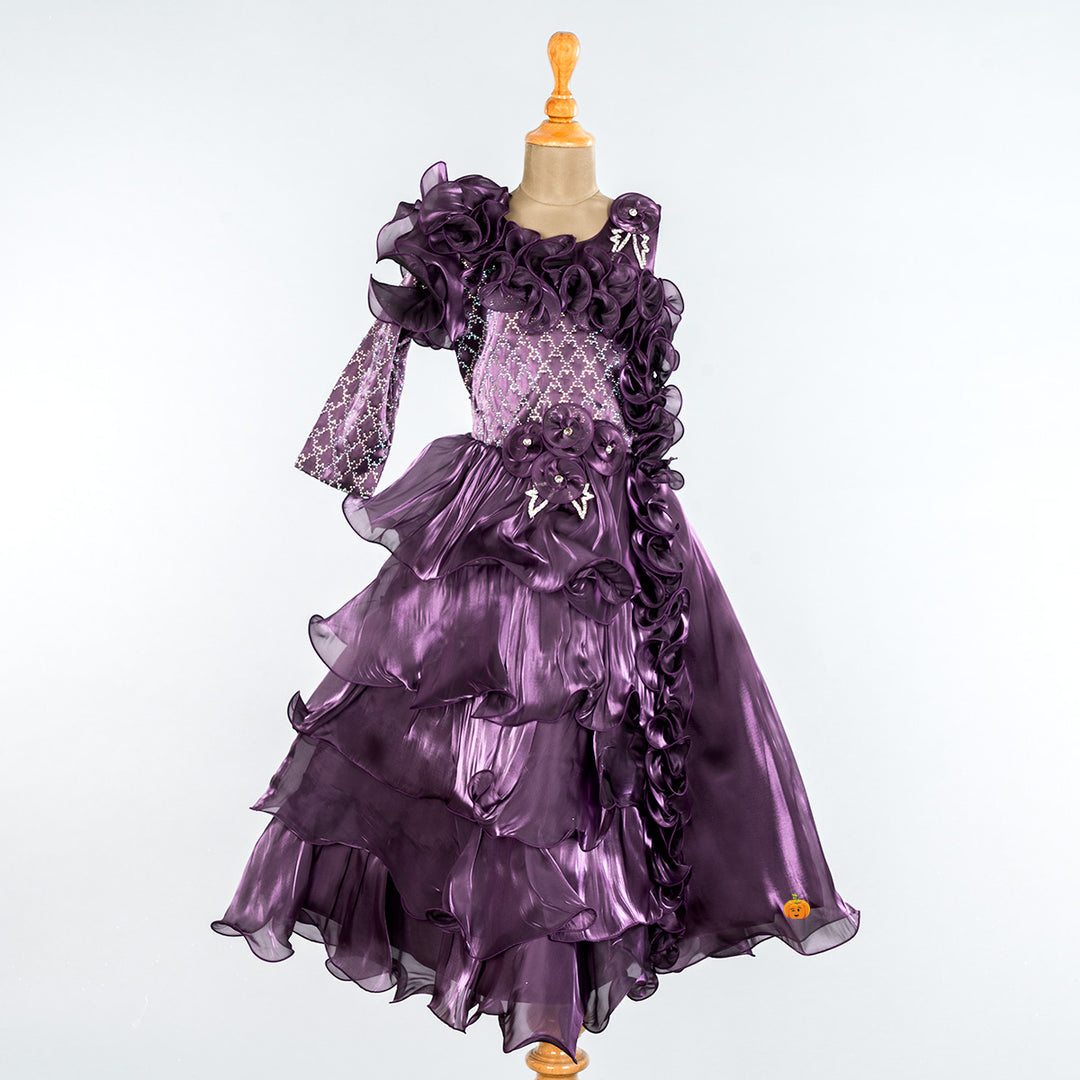 Purple Layered Frill Girlish Gown Front 