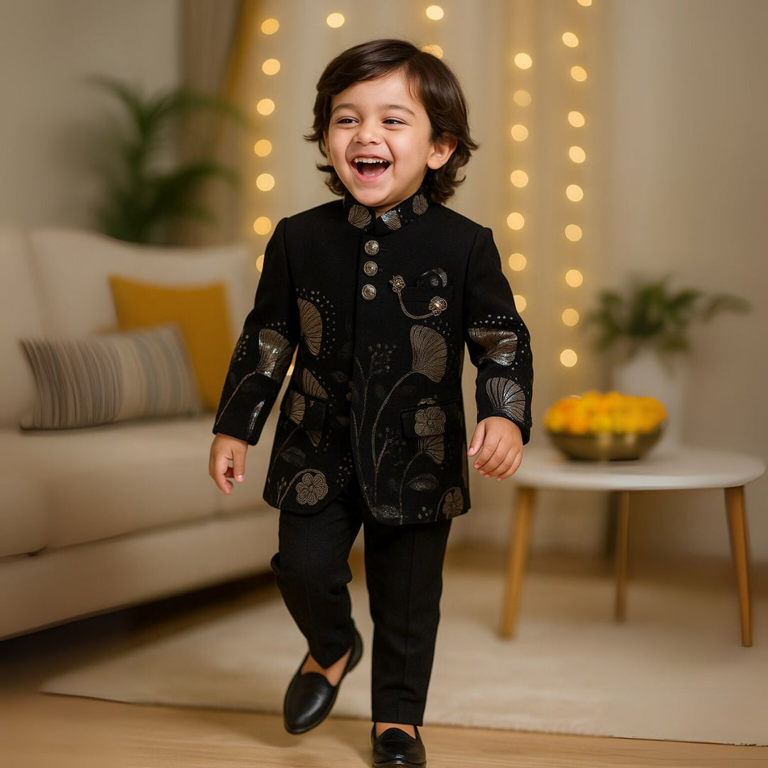 Black Jodhpuri Suit for Boys Party and Wedding Wear