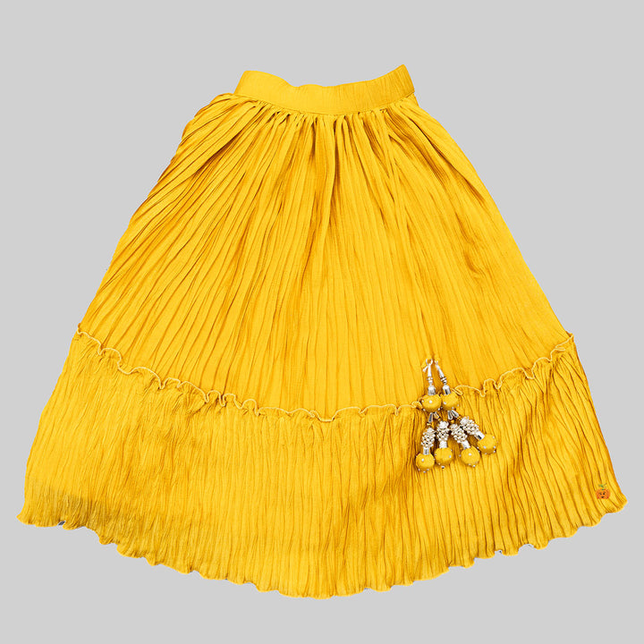 Mustard Embroidered Lehenga Choli for Girls Bottom 