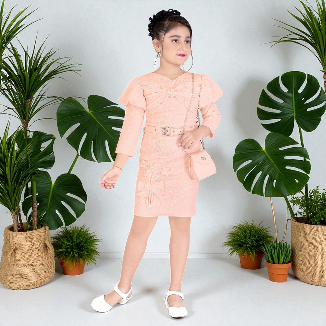 Peach Midi Dress for Girls
