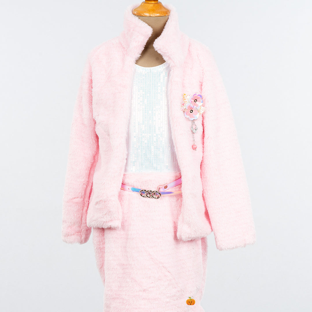 Pink Furry Midi for Girls Close Up 