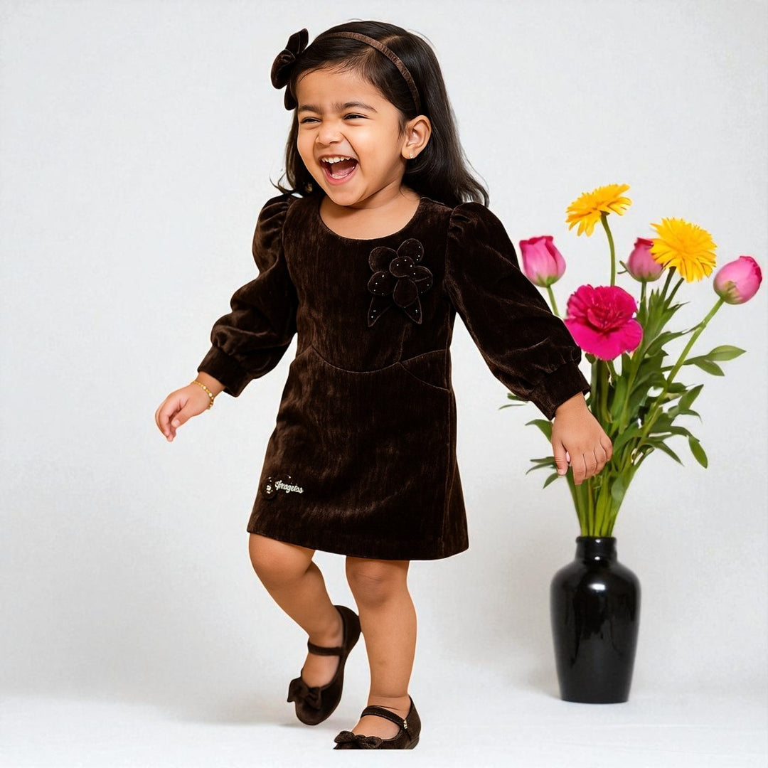 Coffee Midi Dress for Girls