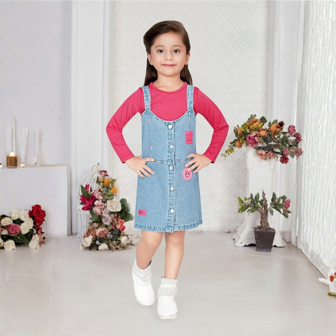 Denim Pinafore Style Girls Midi