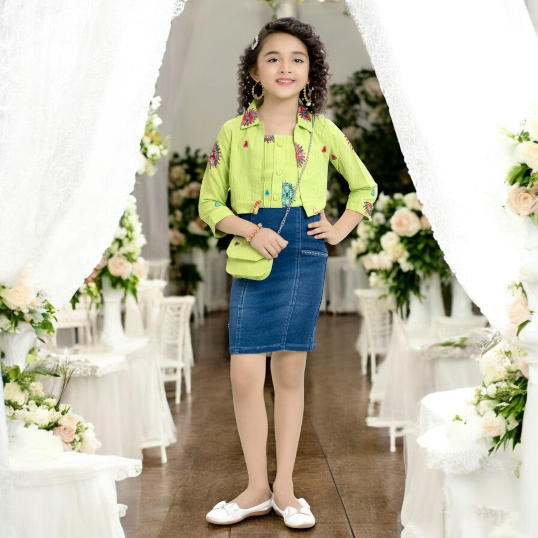 Green Midi for Girls with Purse