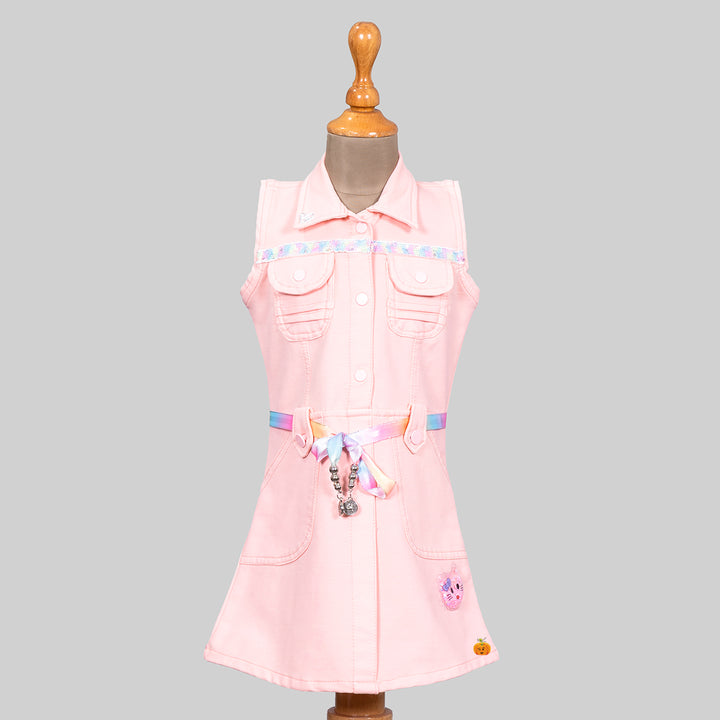 Peach Collar Midi for Girls Front View