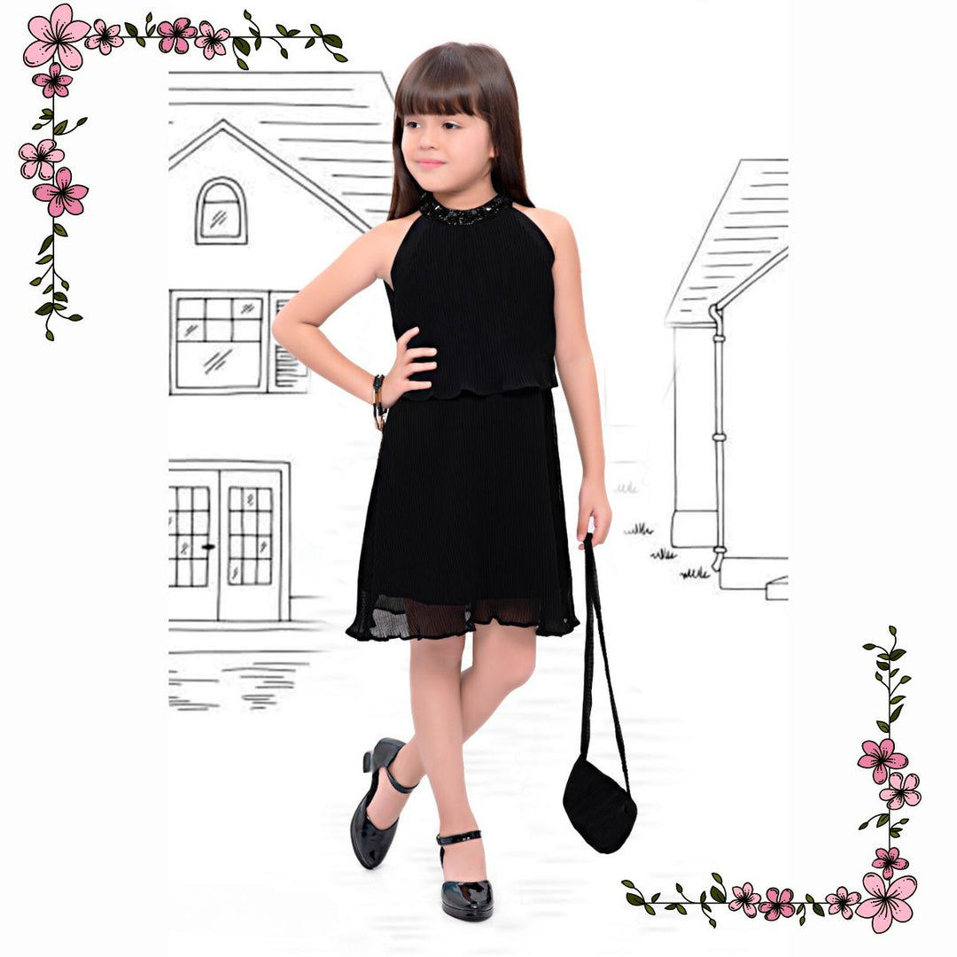 Black Midi for Girls with Sling Bag Front 