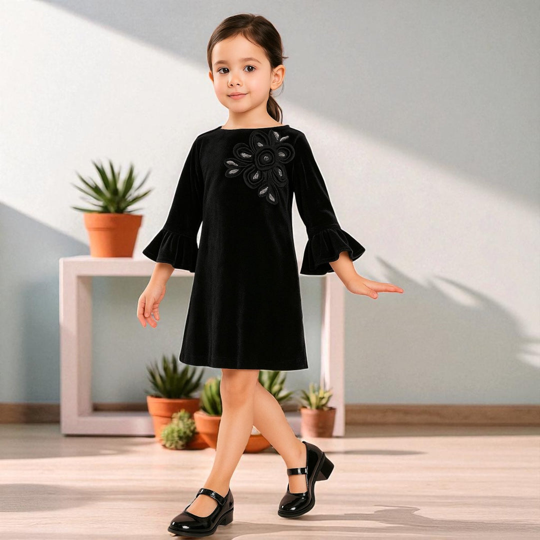 Black Floral Midi for Girls