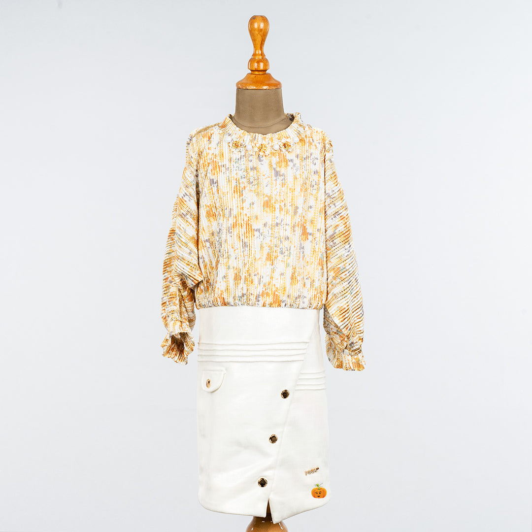 Mustard & Cream Midi for Girls Front