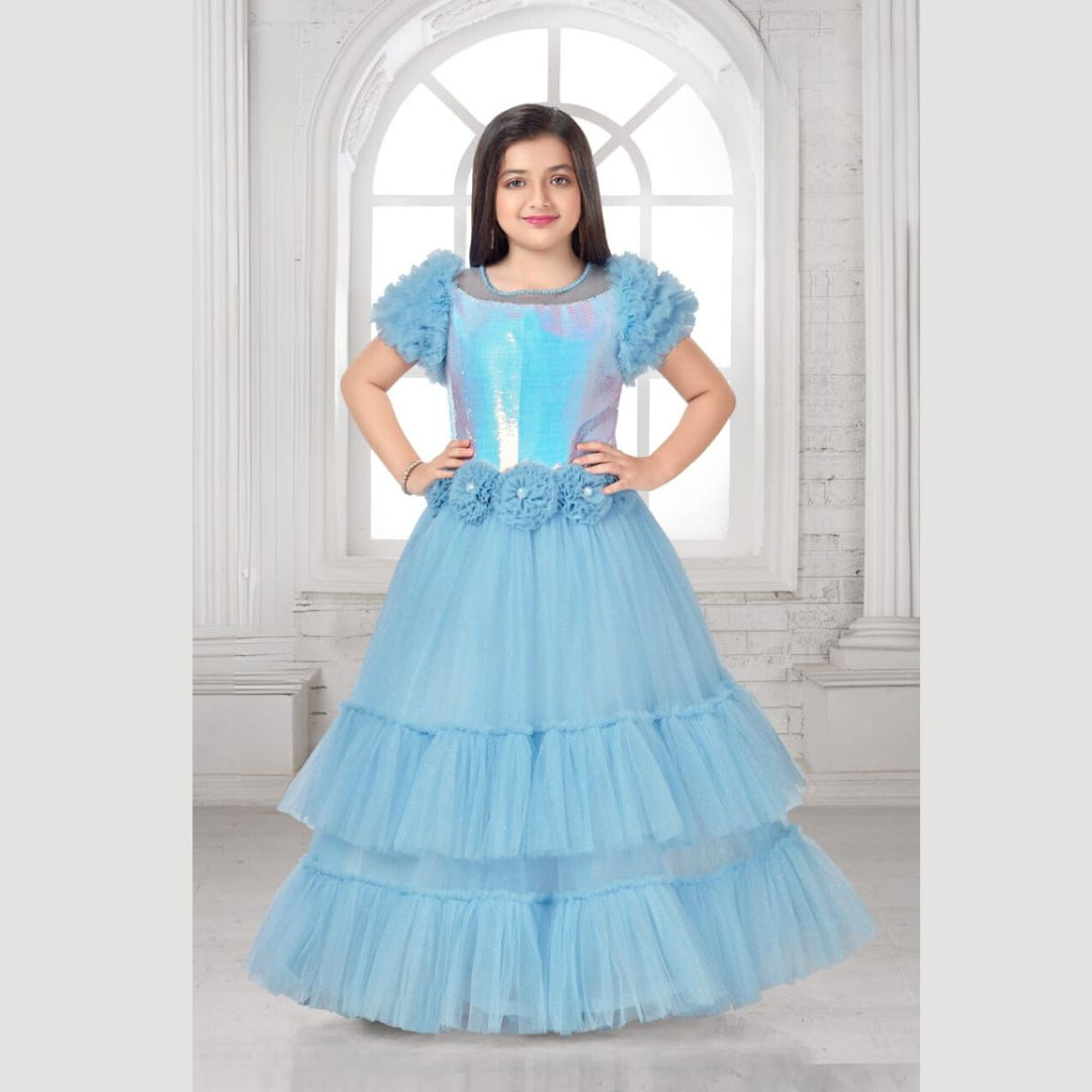 Sequin Floral Girls Gown Front