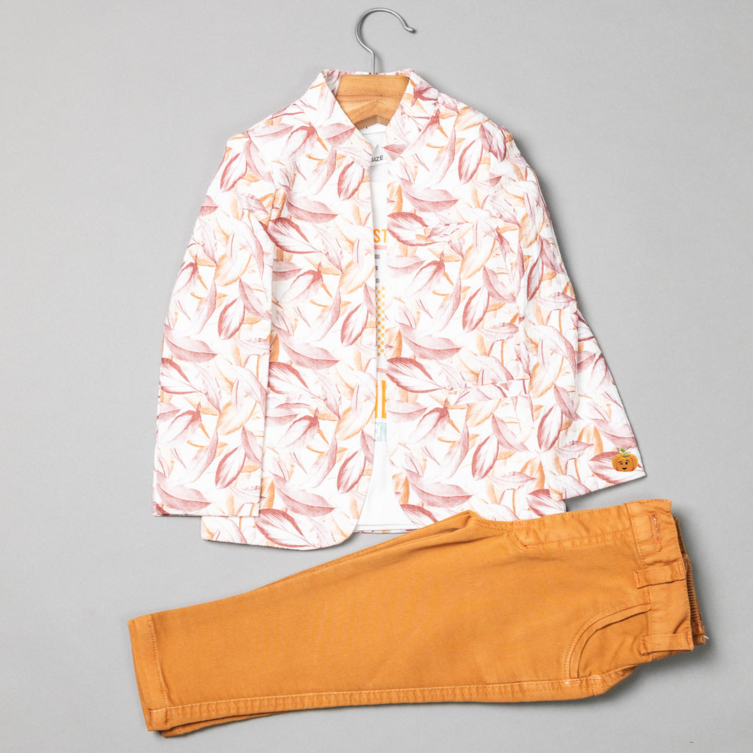 Rust Boys Party Wear Dress with T-shirt