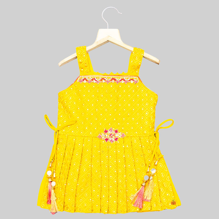 Mustard Embroidered Salwar Suit for Girls Top View