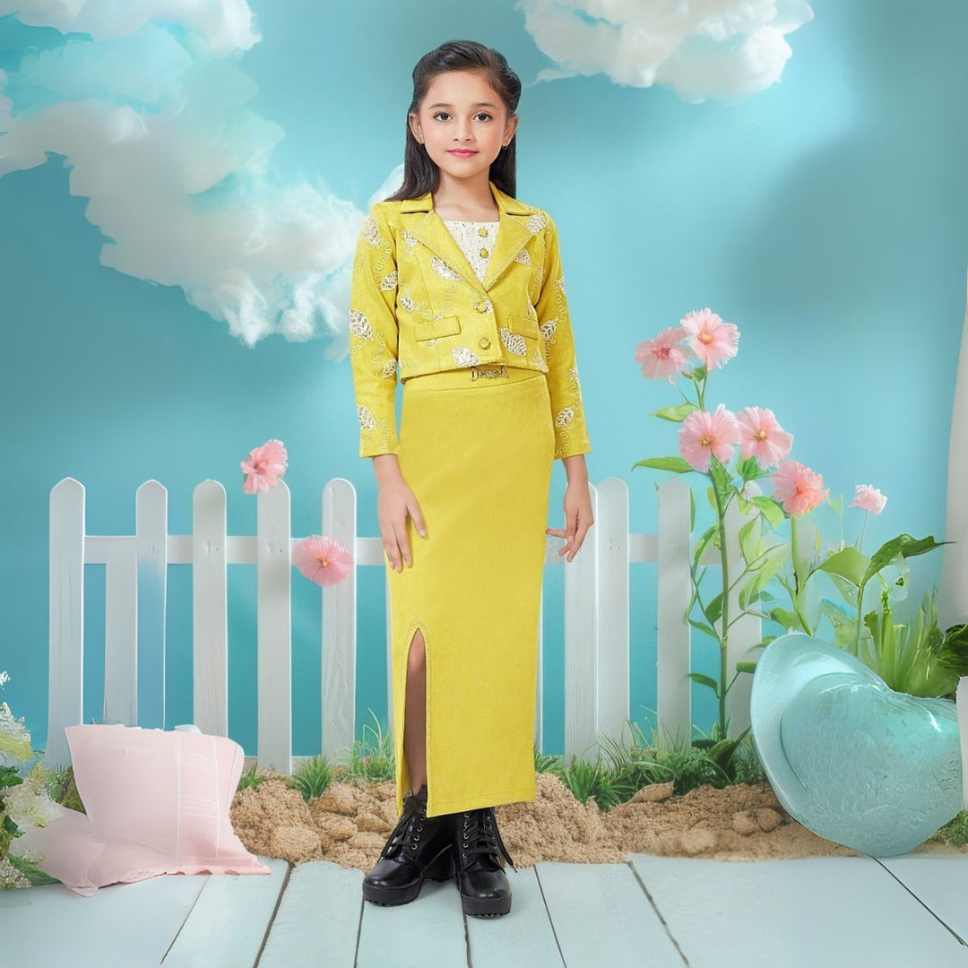 Mustard Skirt & Top Set for Girls