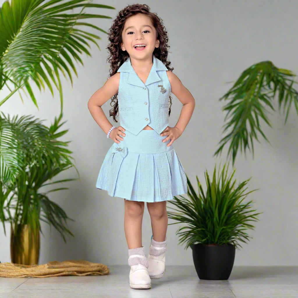 Sky Blue Skirt & Top for Girls