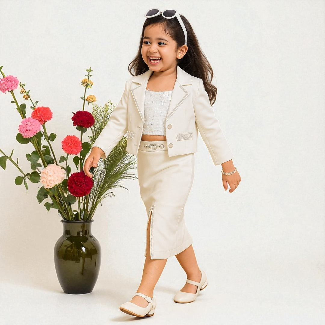 Fawn Skirt-Top Set for Girls with Blazer