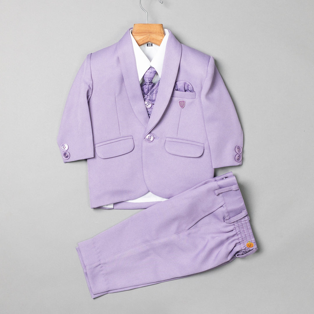 Purple Flap Pockets Suit for Boys