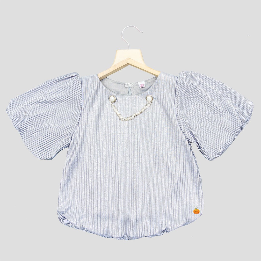 Striped Half Sleeves Top for Girls Front 