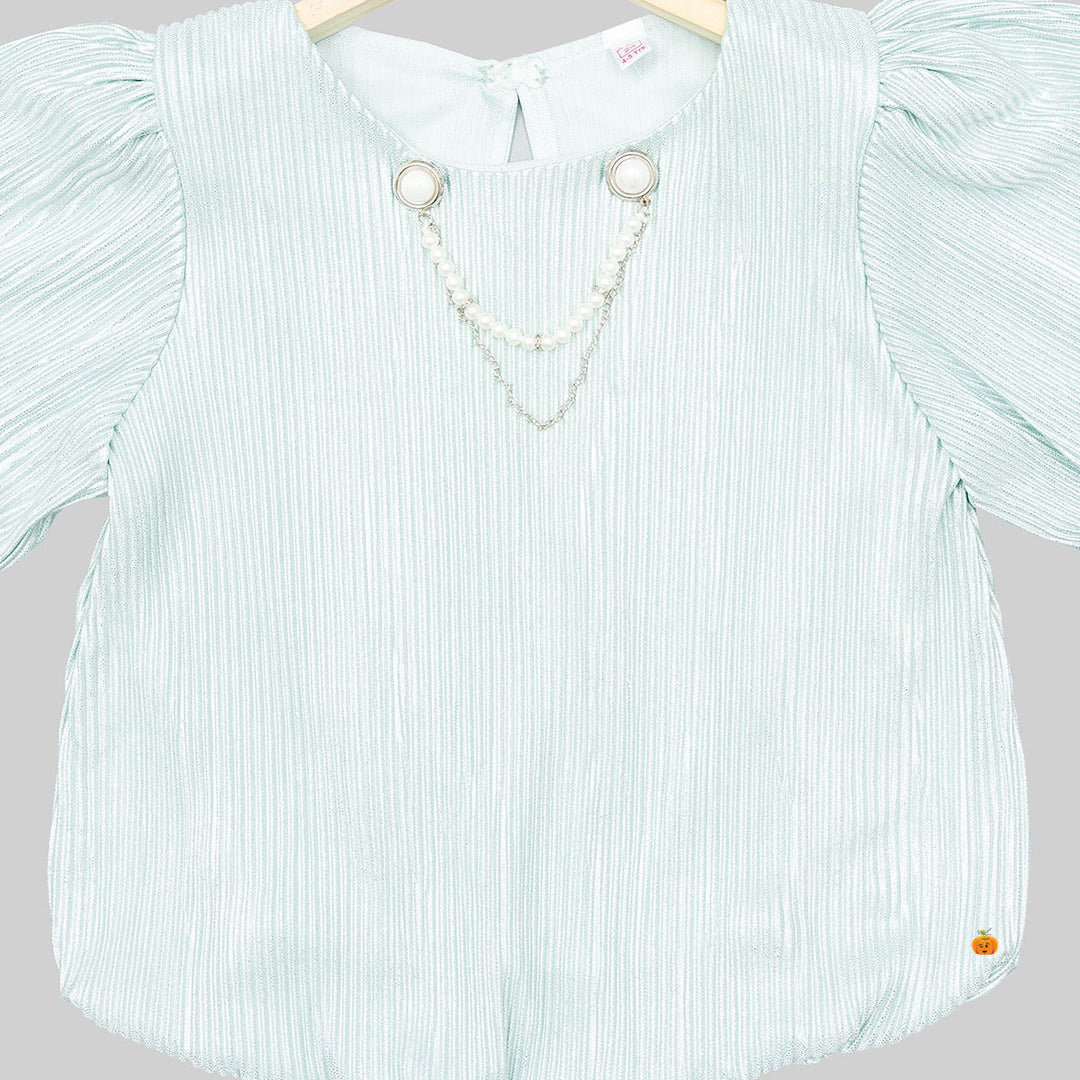 Striped Half Sleeves Top for Girls Close Up